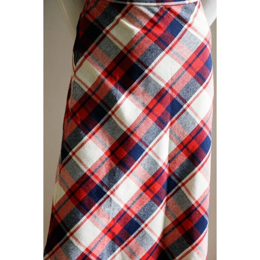 Vintage Large Scale Plaid A line Maxi Skirt XS